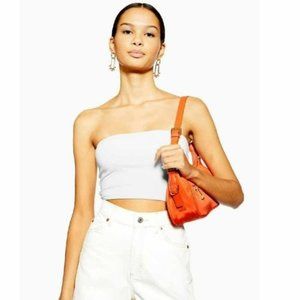NWT Topshop Ribbed Knit Bandeau Tube Top In White size 8